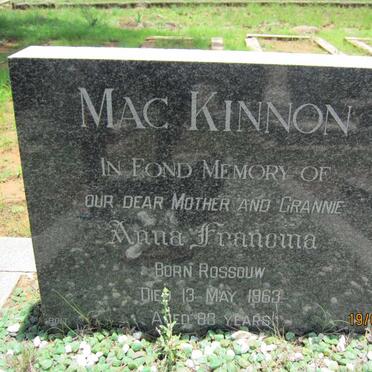 MACKINNON Anna Francina nee ROSSOUW -1963