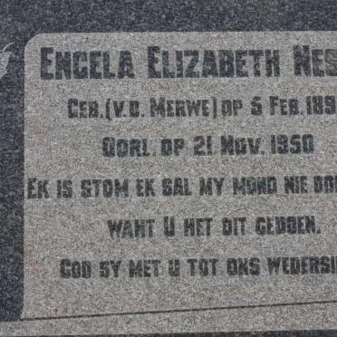 NESER Engela Elizabeth nee v.d. MERWE 1895-1950