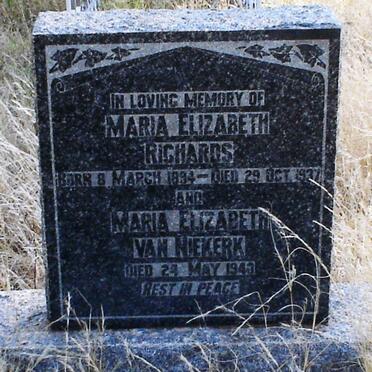 RICHARDS Maria Elizabeth 1894-1937 :: VAN NIEKERK Maria Elizabeth -1940