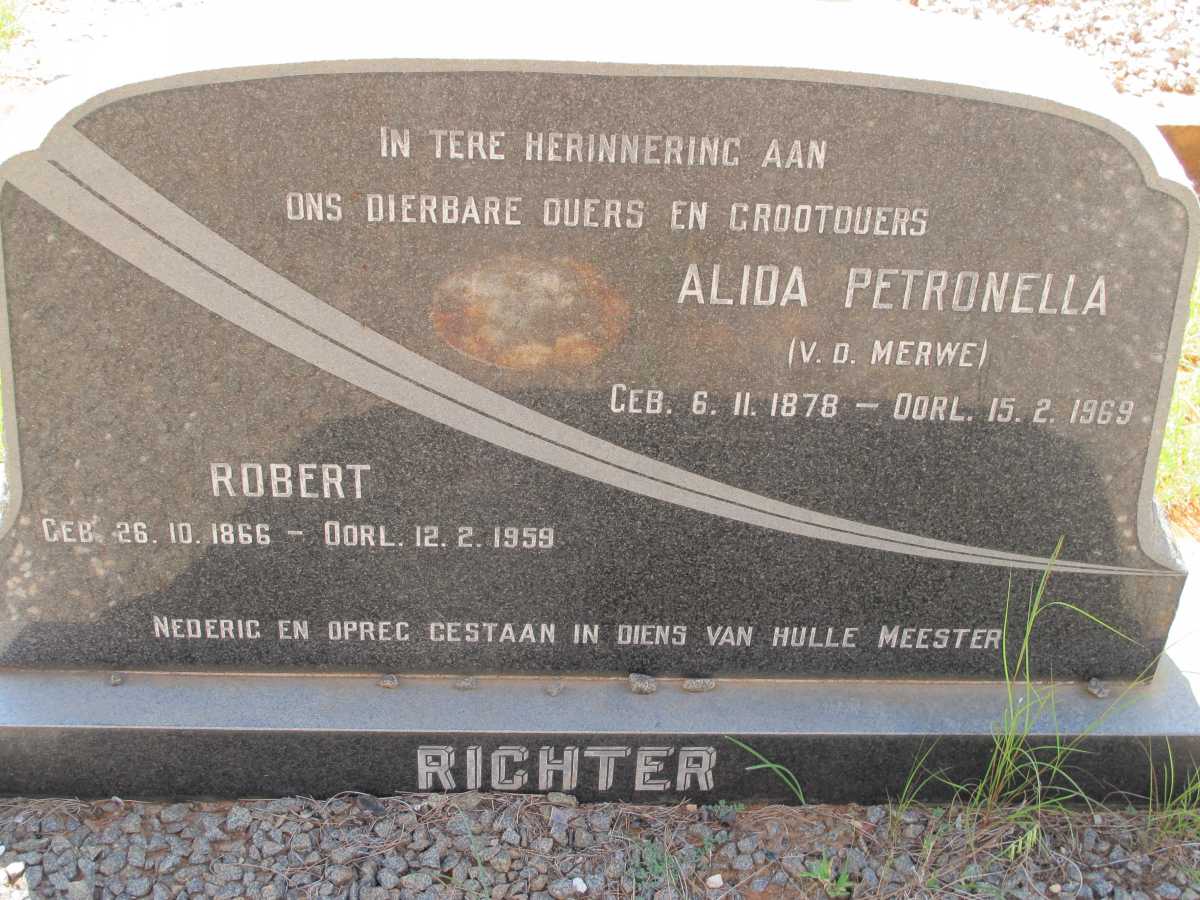 RICHTER Robert 1866-1959 &amp; Alida Petronella VAN DER MERWE 1878-1969