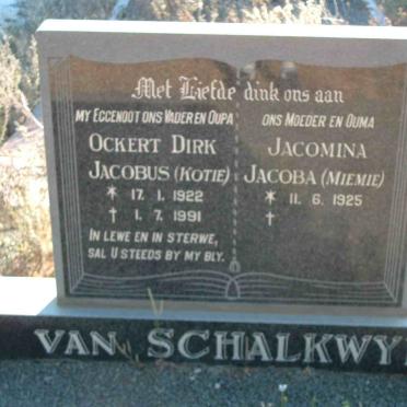 SCHALKWYK Ockert Dirk Jacobus, van 1922-1991 &amp; Jacomina Jacoba 1925