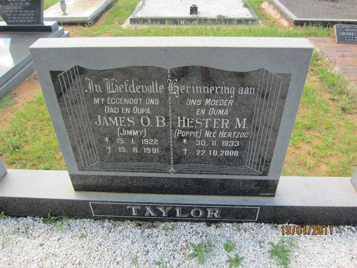 TAYLOR James O.B. 1922-1991 &amp; Hester M. HERTZOG 1933-2008