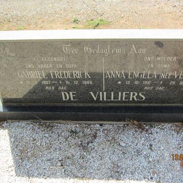VILLIERS Gabriel Frederick, de 1907-1986 &amp; Anna Engela VELDSMAN 1912--1999