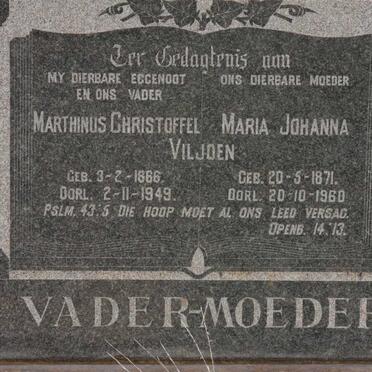 VILJOEN Marthinus Christoffel 1866-1949 &amp; Maria Johanna 1871-1960