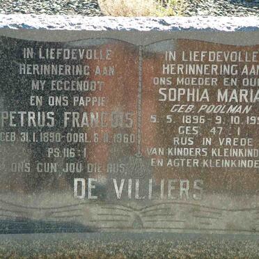 VILLIERS Petrus Francois, de 1890-1960 &amp; Sophia Maria POOLMAN 1896-1990
