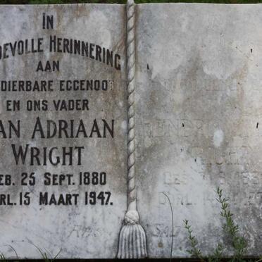 WRIGHT Jan Adriaan 1880-1947 &amp; Hendrika M.M. 1882-1973