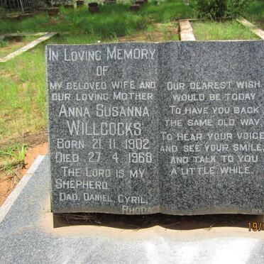 WILLCOCKS Anna Susanna 1902-1968