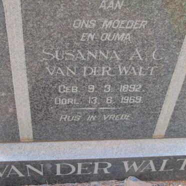 WALT Susanna A.C., van der 1892-1969