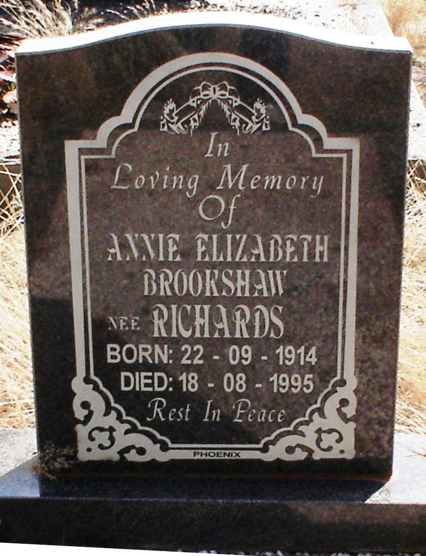 BROOKSHAW Annie Elizabeth nee RICHARDS 1914-1995