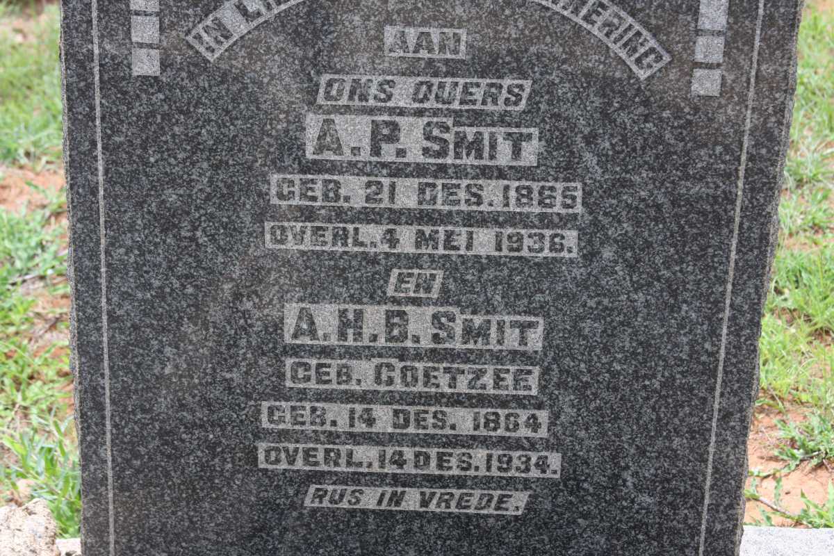 SMIT A.P. 1865-1936 &amp; A.H.B. COETZEE 1864-1934