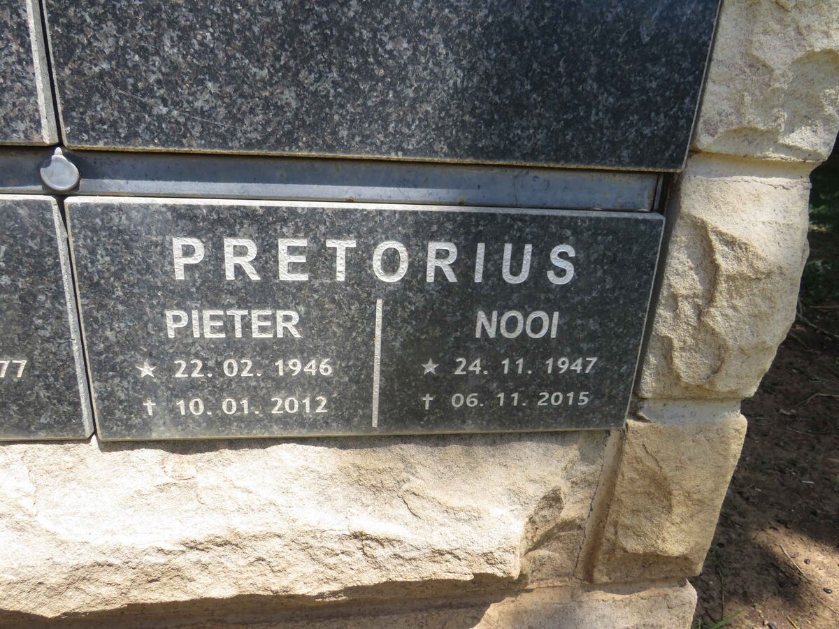 PRETORIUS Pieter 1946-2012 & Nooi 1947-2015