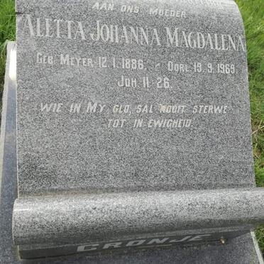 CRONJE Aletta Johanna Magdalena 1886-1969 