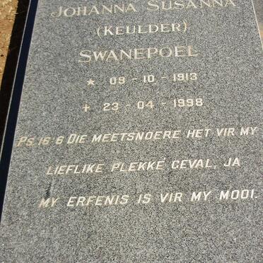 SWANEPOEL Johanna Susanna nee KEULDER 1913-1998