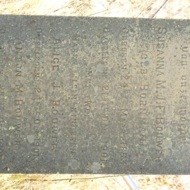 BOUWER Susanna M.J.F. nee BORNMAN 1853-1901 :: BOUWER Alice J. -1901 :: BOUWER Anton M. -1901