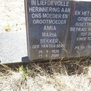 BEKKER Anna Maria nee VAN DEN BERG 1926-2000