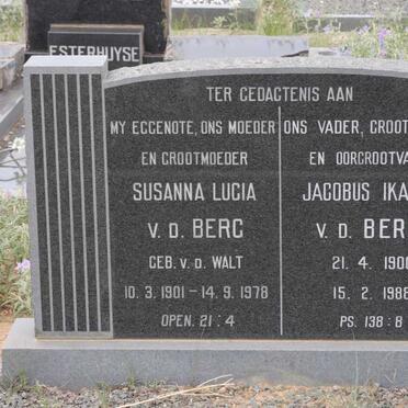 BERG Jacobus Ikabod, v.d. 1900-1988 &amp; Susanna Lucia V.D.WALT 1901-1978