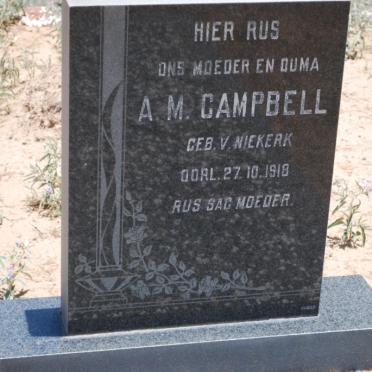 CAMPBELL A.M. nee V. NIEKERK -1918