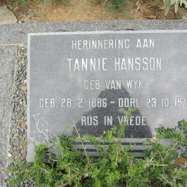 HANSSON  ? nee VAN WYK 1886-1975