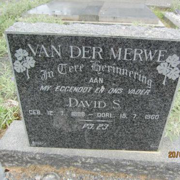 MERWE David S., van der 1888-1960