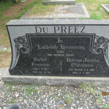 PREEZ Pieter Francois, du 1877-1972 &amp; Helena Jacoba Wilhelmina BASSON 1880-1964