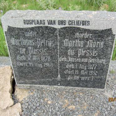 PLESSIS Marthinus Petrus, du 1878-1963 &amp; Martha Maria Jansen van RENSBURG 1877-1952
