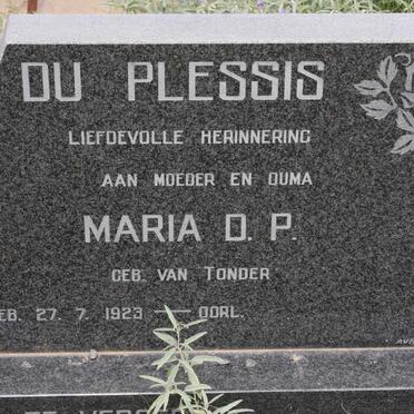 PLESSIS Andries Jonathan, du 1910-1985 &amp; Maria D.P. VAN TONDER 1923-