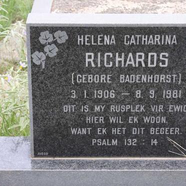 RICHARDS Helena Catharina nee BADENHORST 1906-1981