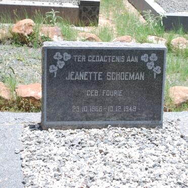 SCHOEMAN Jeanette nee FOURIE 1866-1948