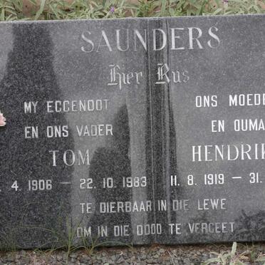SAUNDERS Tom 1906-1983 &amp; Hendrika 1919-1996