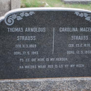 STRAUSS Thomas Arnoldus 1869-1943 &amp; Carolina Mageretha 1870-1958