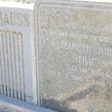STRAUSS Elizabeth Johanna VAN NIEKERK 1889-1974