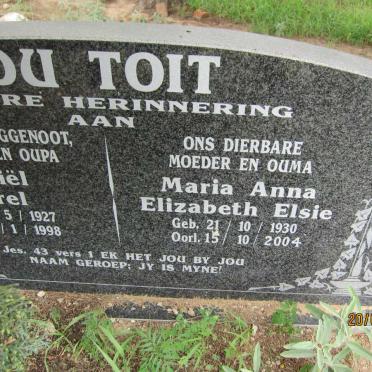TOIT Daniël Sarel, du 1927-1998 &amp; Maria Anna Elizabeth Elsie 1930-2004