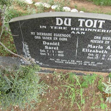 TOIT Daniël Sarel, du 1927-1998 &amp; Maria Anna Elizabeth Elsie 1930-2004