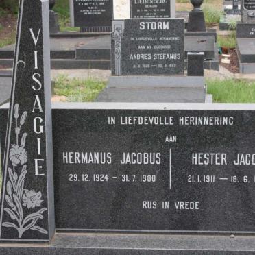VISAGIE Hermanus Jacobus 1924-1980 &amp; Hester Jacoba 1911-1984