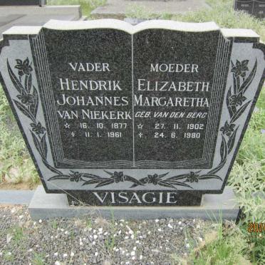 VISAGIE Hendrik Johannes Van Niekerk 1877-1961 &amp; Elizabeth Margaretha VAN DEN BERG 1902-1980