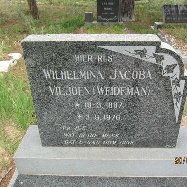 VILJOEN Wilhelmina Jacoba nee WEIDEMAN 1887-1976
