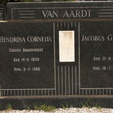 AARDT Jacobus Gustavus, van 1922-1965 &amp; Hendrina Cornelia BADENHORST 1920-1966
