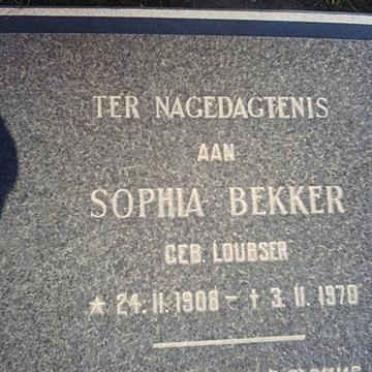 BEKKER Sophia nee LOUBSER 1908-1970