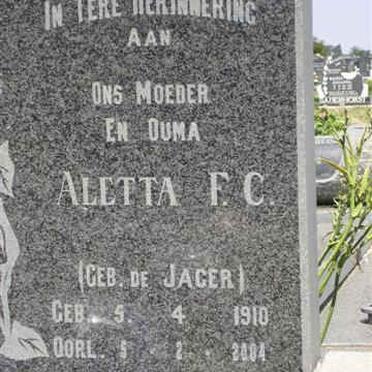 BLUMENTHAL Aletta F.C. nee DE JAGER 1910-2004