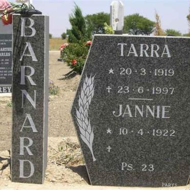 BARNARD Tarra 1919-1997 &amp; Jannie 1922-