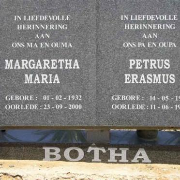 BOTHA Petrus Erasmus 1921-1997 &amp; Margaretha Maria 1932-2000