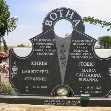 BOTHA Christoffel Johannes 1928 &amp; Maria Catharina Susanna 1927-2000