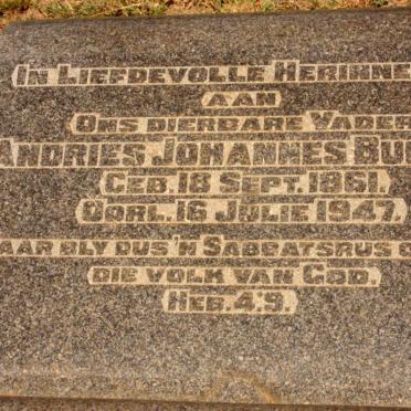 BURGER Andries Johannes 1861-1947