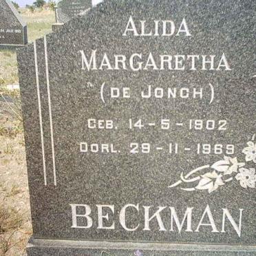 BECKMAN Alida Margaretha nee DE JONGH 1902-1969