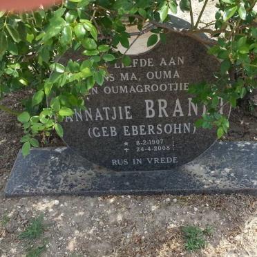 BRANDT Annatjie nee EBERSOHN 1907-2008