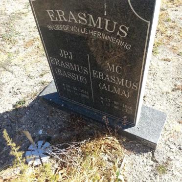 ERASMUS J.P.J. 1944-2005 &amp; M.C. 1946-2013