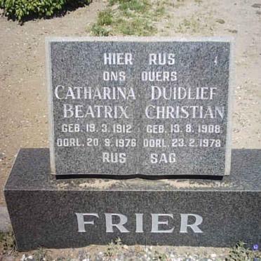 FRIER Duidlief Christiaan 1908-1978 &amp; Catharina Beatrix 1912-1976
