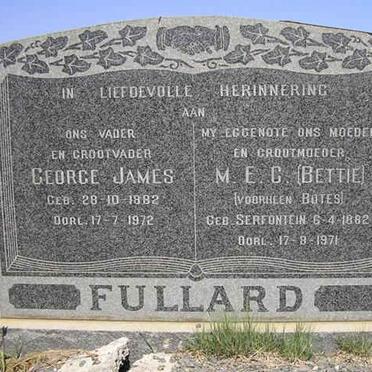 FULLARD George James 1882-1972 &amp; M.E.C. BOTES nee SERFONTEIN 1882-1971