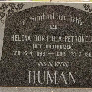 HUMAN Helena Dorothea Petronella nee OOSTHUIZEN 1893-1980