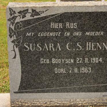 HENNOP Susara Cornelia Susanna nee BOOYSEN 1904-1963